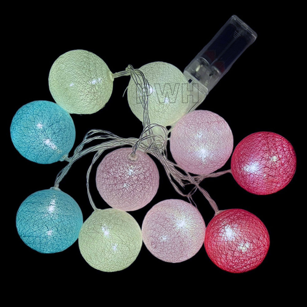 Multi-colour Round Cotton Ball LED Fancy Lights Decoration - 10 String Series