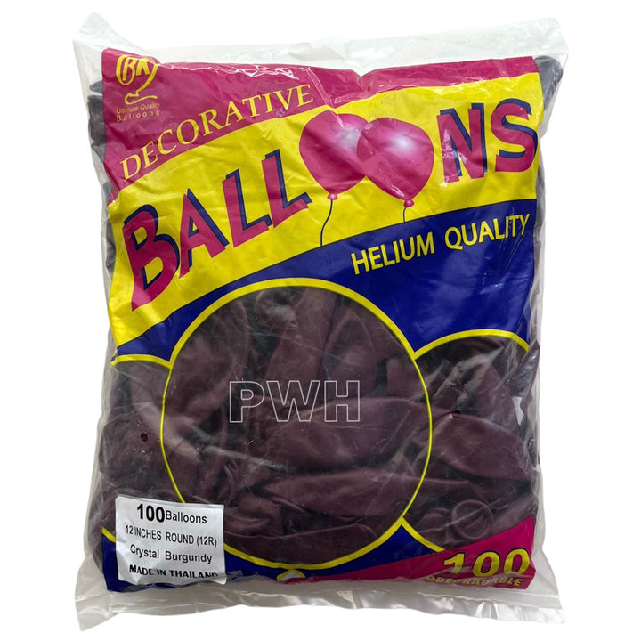 12" Metallic/Crystal Latex Balloons [100 pcs pack] - Burgundy