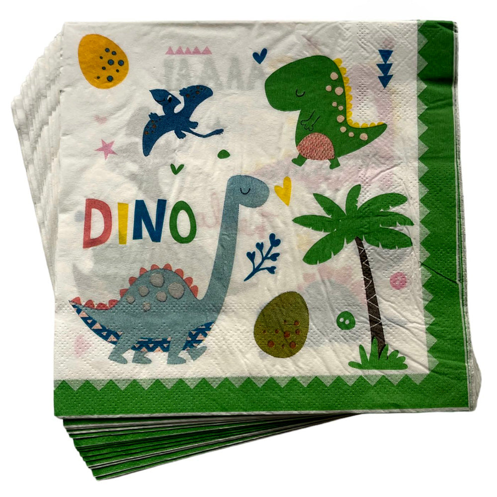 Cute Dino Theme Paper Napkins - Open - Party Wholesale Hub