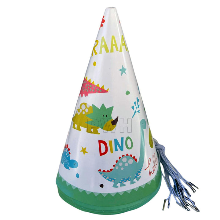 Cute dino theme party caps for kids birthday celebrations and wholesale party supplies from Party Wholesale Hub India