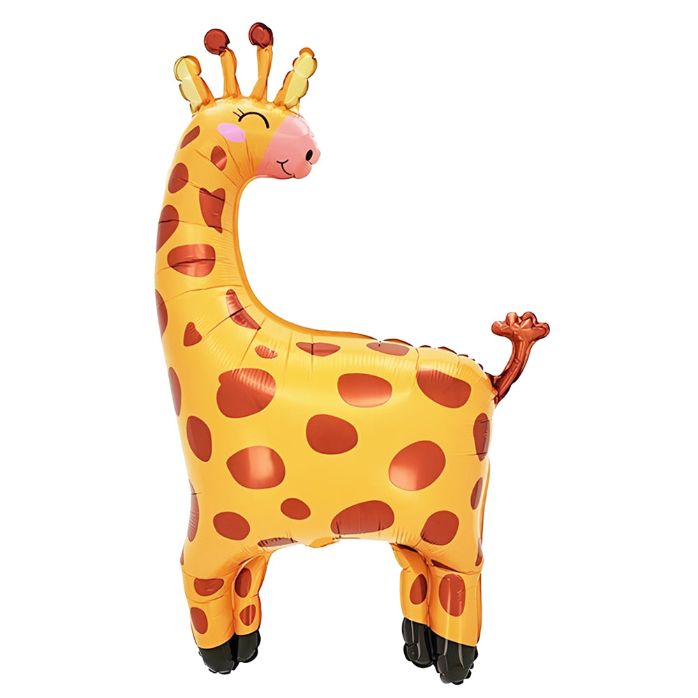 Cute Giraffe Shaped Mylar Foil Balloon for jungle safari birthday party decoration available at wholesale from Party Wholesale Hub