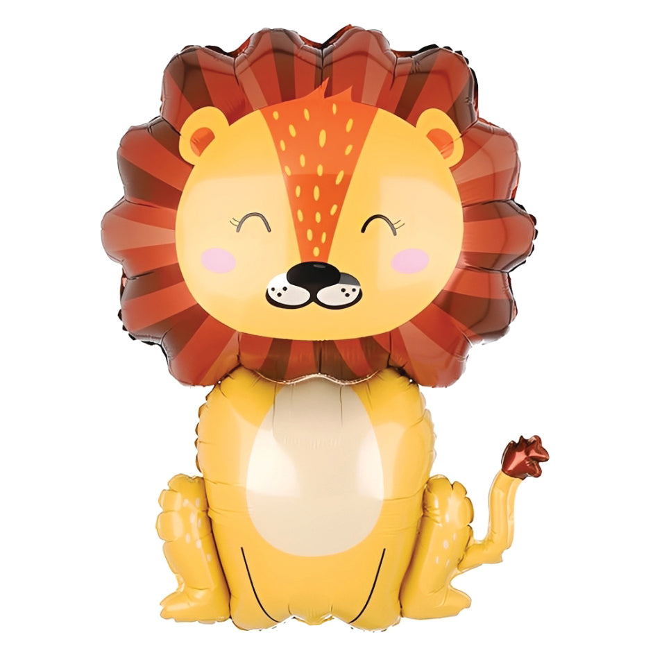 Cute Lion Shaped Mylar Foil Balloon for jungle safari birthday party decoration available at wholesale from Party Wholesale Hub