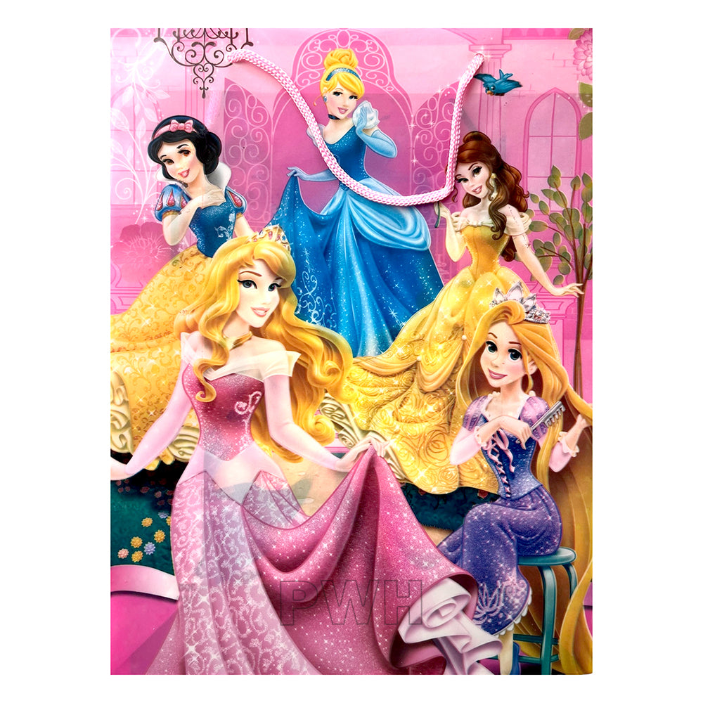 Disney Princess small plastic gift bag with colorful princess design and carry handles for kids birthday return gifts and party favors