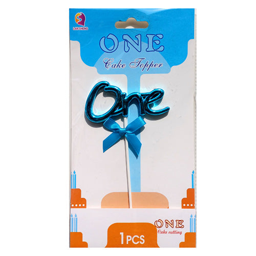 ONE Cake Topper with ribbon - Blue Pack - Party Wholesale Hub