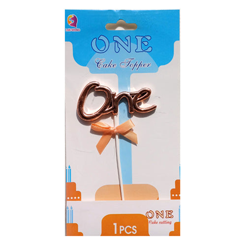 ONE Cake Topper with ribbon - Rosegold Pack - Party Wholesale Hub