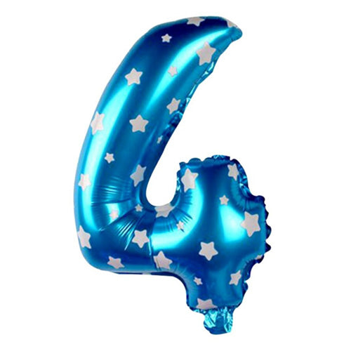 16" STANDARD Foil Number Balloons- Blue-Four-PartyWholesaleHub