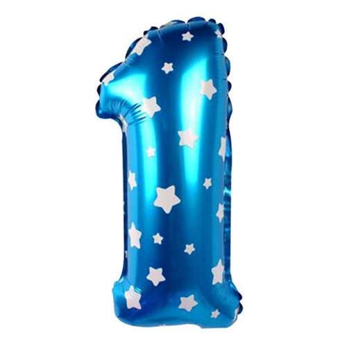 16" STANDARD Foil Number Balloons- Blue-One-PartyWholesaleHub