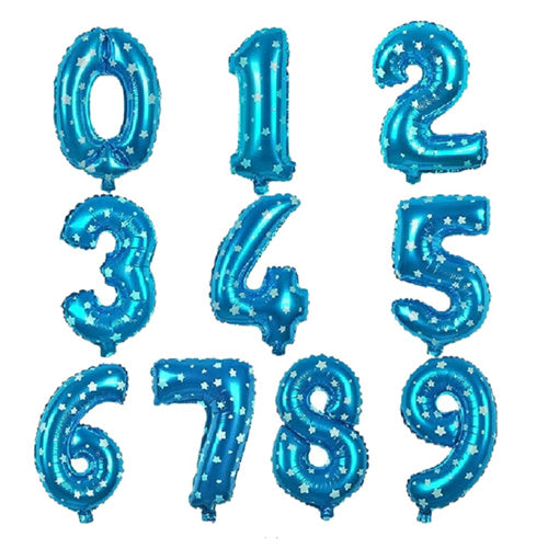 16" STANDARD Foil Number Balloons- Blue-All-PartyWholesaleHub