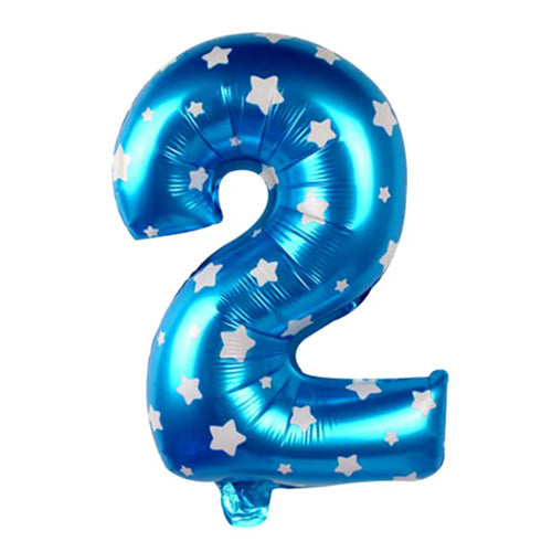 16" STANDARD Foil Number Balloons- Blue-Two-PartyWholesaleHub