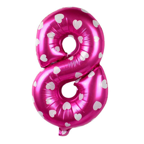 16" STANDARD Foil Number Balloons- Pink -Eight-PartyWholesaleHub