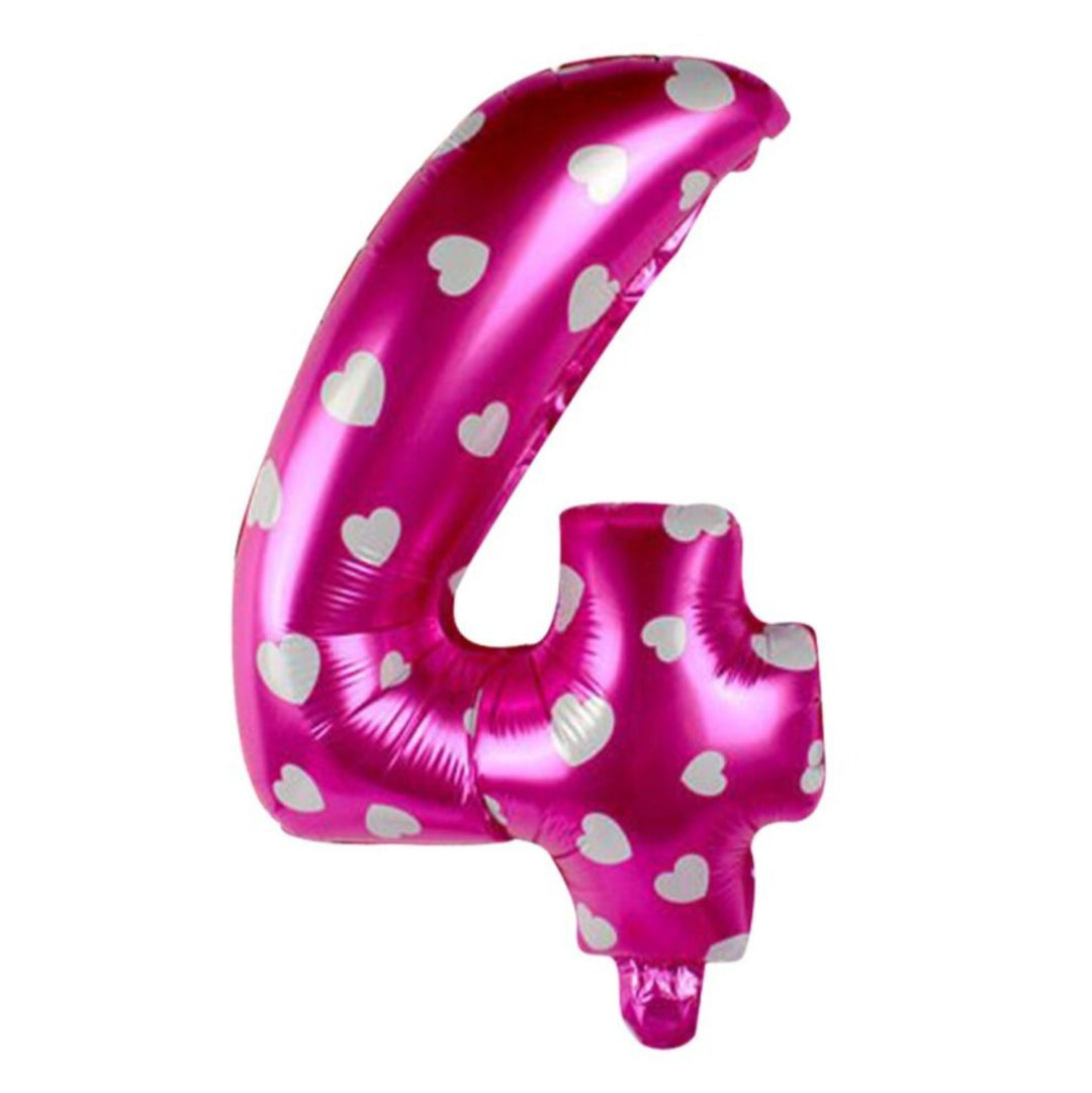 16" STANDARD Foil Number Balloons- Pink -Four-PartyWholesaleHub