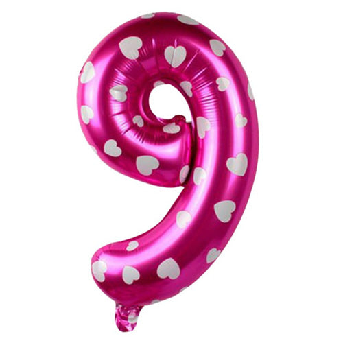 16" STANDARD Foil Number Balloons- Pink -Nine-PartyWholesaleHub