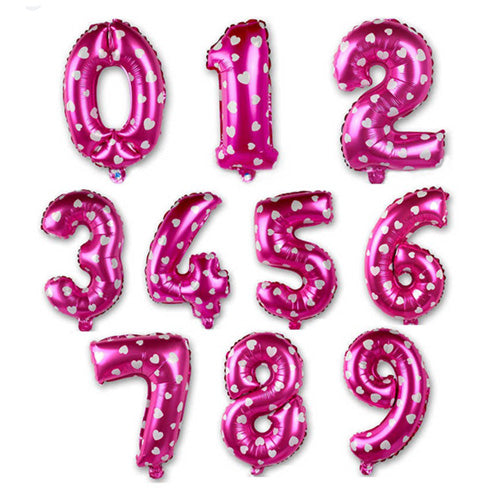 16" STANDARD Foil Number Balloons- Pink -All-PartyWholesaleHub