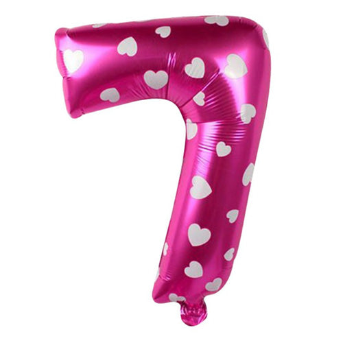 16" STANDARD Foil Number Balloons- Pink -Seven-PartyWholesaleHub