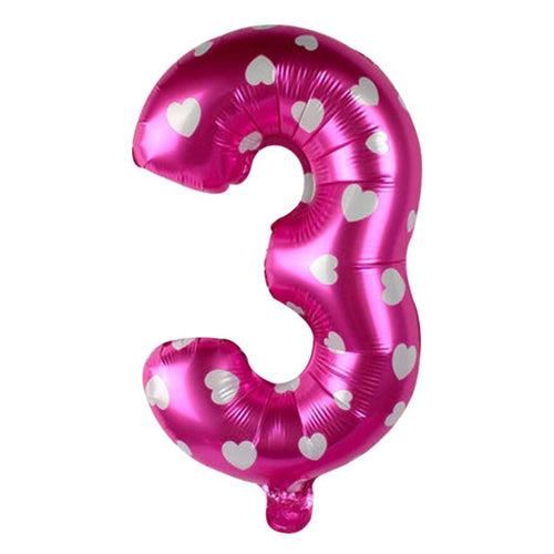 16" STANDARD Foil Number Balloons- Pink -Three-PartyWholesaleHub