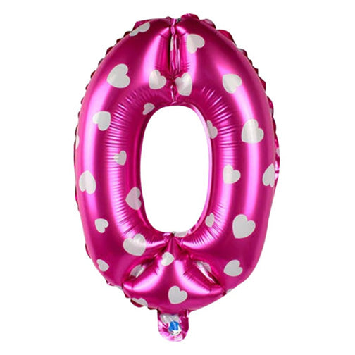 16" STANDARD Foil Number Balloons- Pink -Zero-PartyWholesaleHub