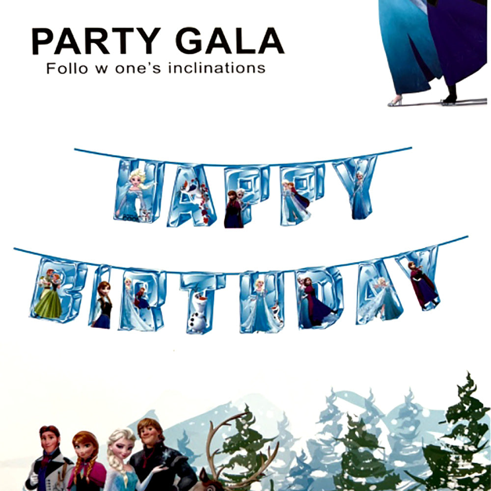 frozen theme birthday banner - party wholesale hub