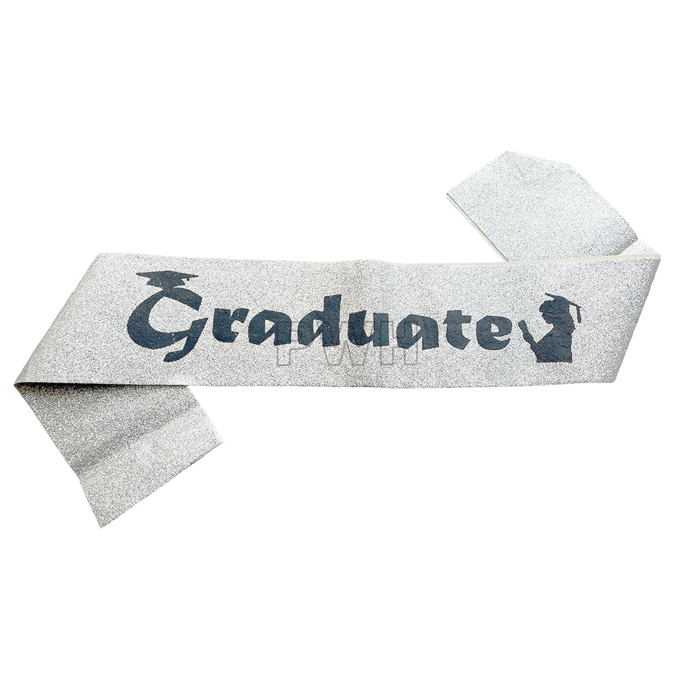 Graduate glitter satin sash in assorted colors for graduation ceremonies, convocation events, farewell parties, and academic celebrations from Party Wholesale Hub India.
