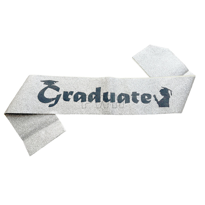 Graduate glitter satin sash in assorted colors for graduation ceremonies, convocation events, farewell parties, and academic celebrations from Party Wholesale Hub India.