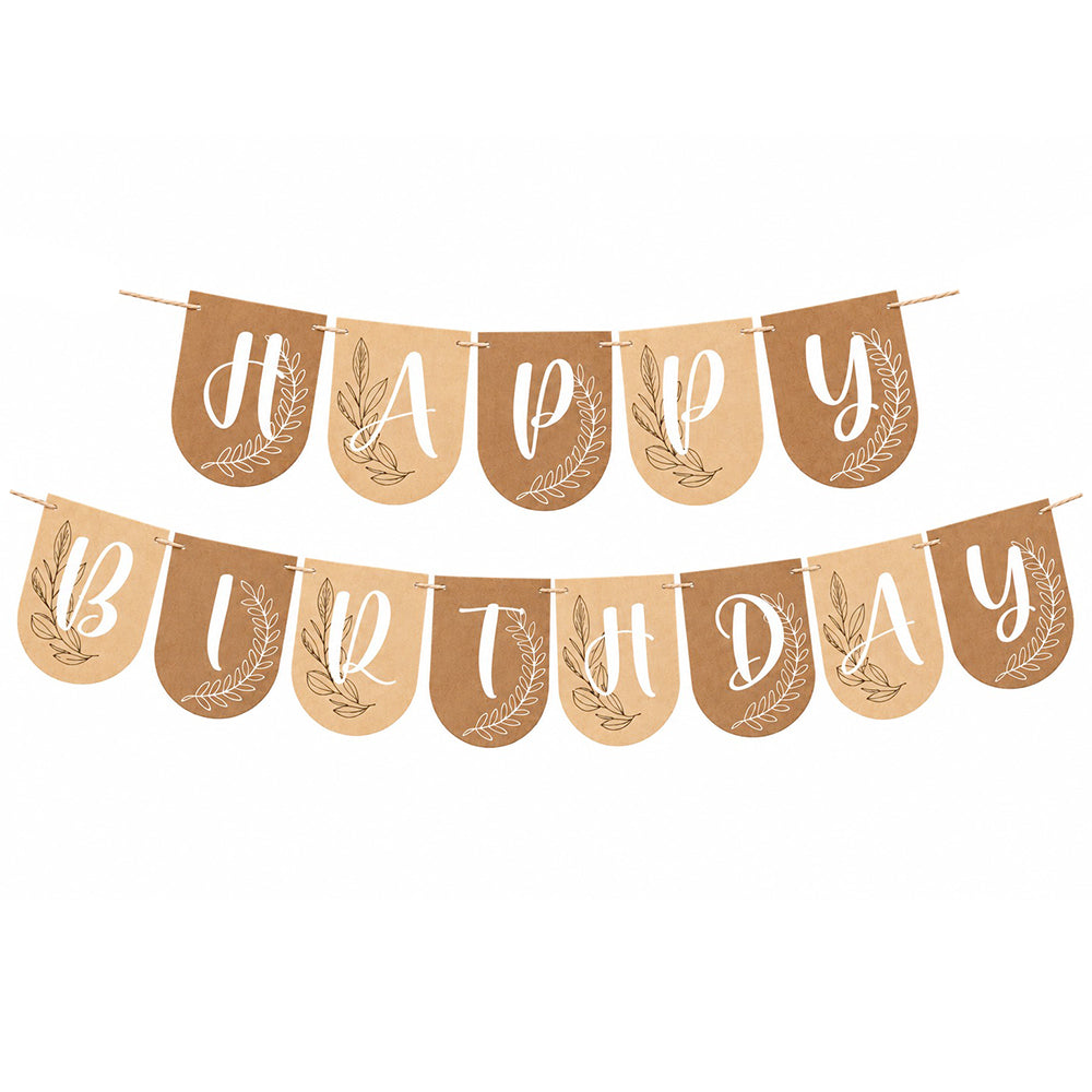 Happy Birthday brown paper banner rustic birthday party wall decoration for kids celebrations wholesale from Party Wholesale Hub