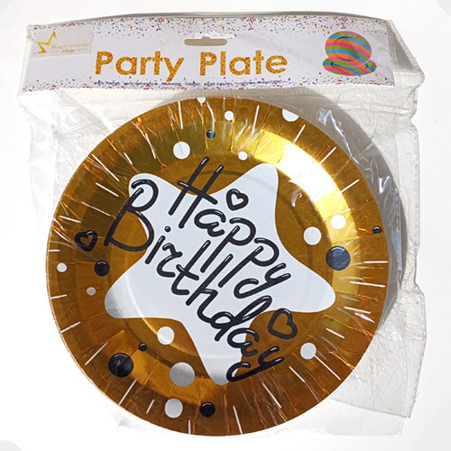 Happy Birthday Glossy Paper Food Plates - Pack - Party Wholesale Hub