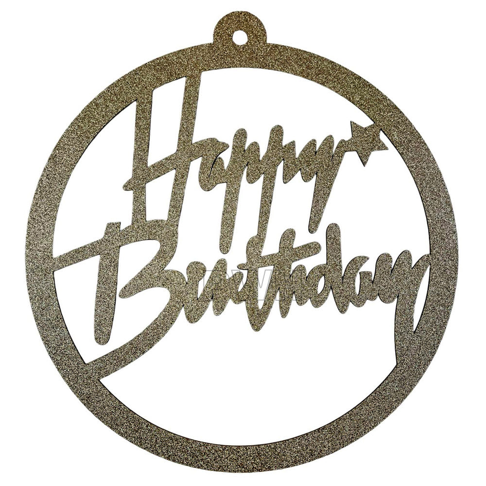 Happy Birthday Wooden Glitter Backdrop Centerpiece [Available with Golden, Rose Gold and Silver Options]