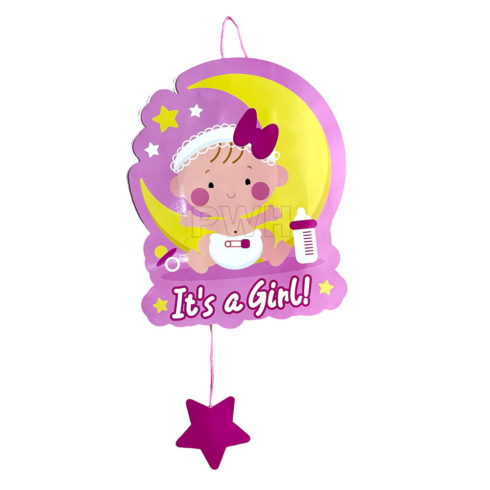 It's A Girl theme party pinata for baby shower, gender reveal, baby welcome celebration, and party game available wholesale from Party Wholesale Hub