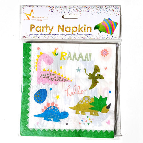 Cute Dino Theme Paper Napkins - Pack - Party Wholesale Hub