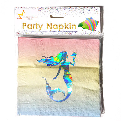 Little Mermaid Theme Golden Paper Napkins - Pack - Party Wholesale Hub