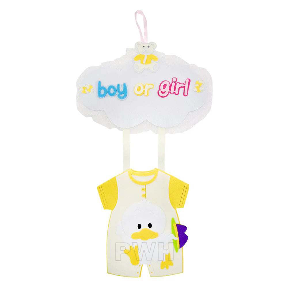 Boy or Girl Dress EVA wall hanging decoration for baby shower, gender reveal, baby arrival and newborn welcome party decoration from Party Wholesale Hub.