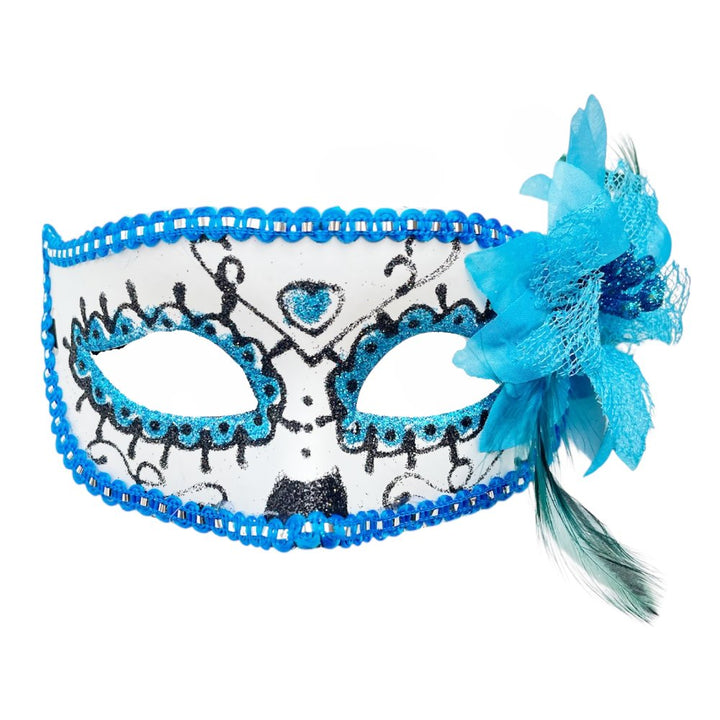 Luxury floral masquerade eye mask in assorted colors for carnival parties, masquerade events, bachelorette celebrations, costume parties, and photo booth accessories from Party Wholesale Hub India.