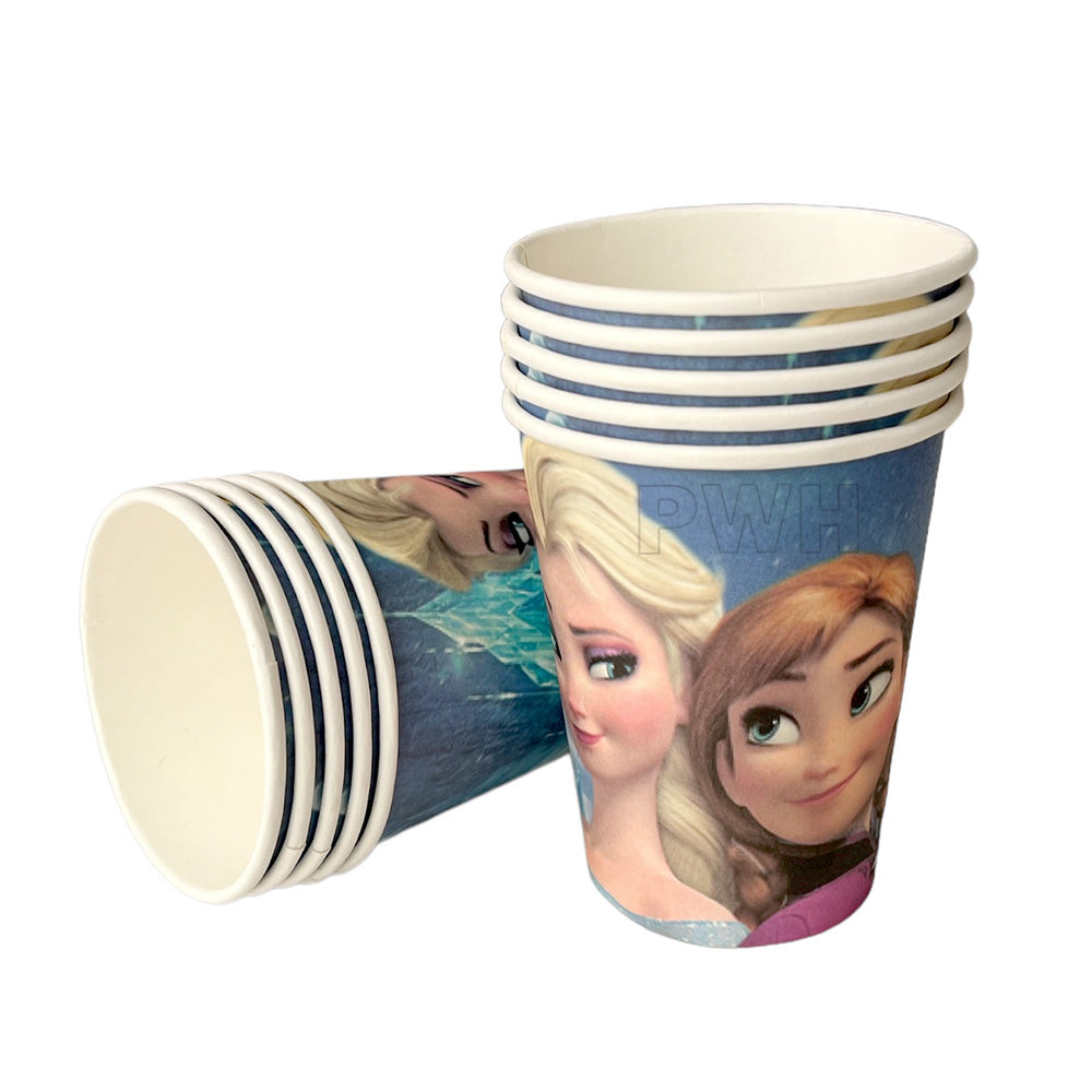 Premium Frozen Theme Paper Cups Pack of 10 Disposable Kids Birthday Party Tableware from Party Wholesale Hub