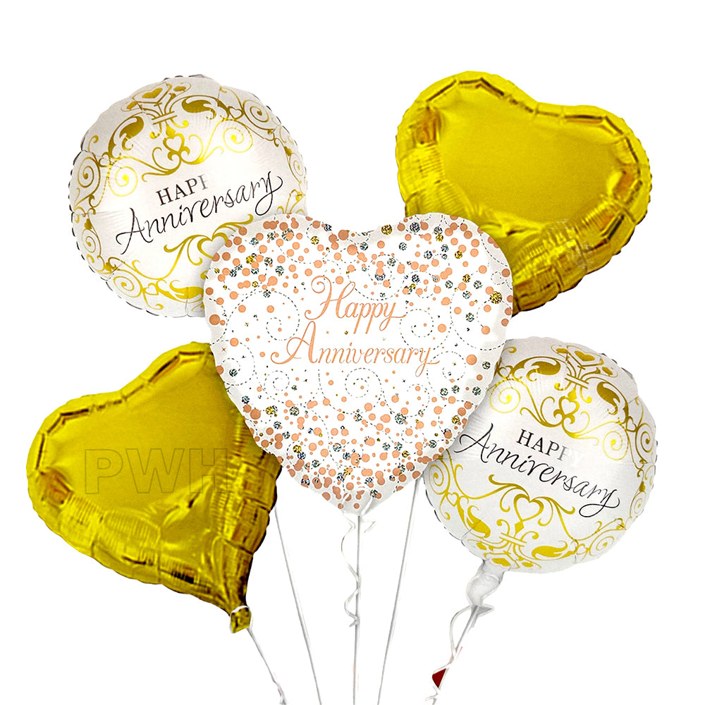 Happy Anniversary 5-in-1 Mylar foil balloons decoration set for anniversary party wholesale supplier in India