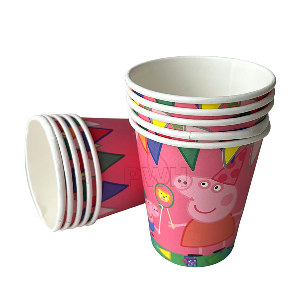 Premium Peppa Pig Theme Paper Cups Pack of 10 Disposable Kids Birthday Party Tableware from Party Wholesale Hub