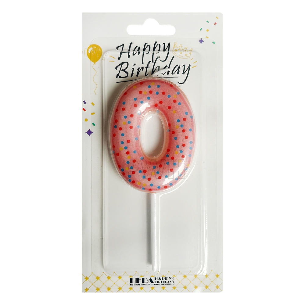 Pink Donut Shape Number Birthday Cake Candle available in digits 0–9 for wholesale birthday party supplies from Party Wholesale Hub