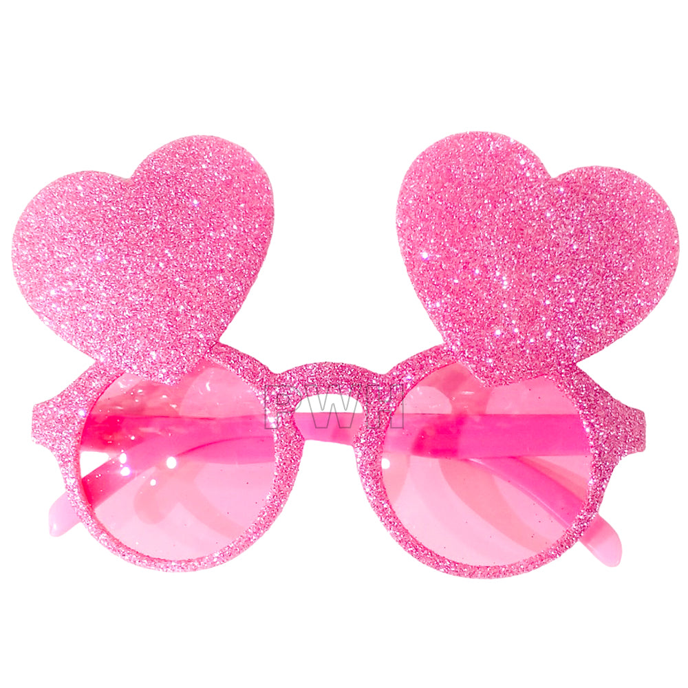 Luxury premium glitter heart pink party goggles for bridal showers, bachelorette parties, Valentine's Day celebrations, birthdays, girls' night out, and photo booth accessories from Party Wholesale Hub India.