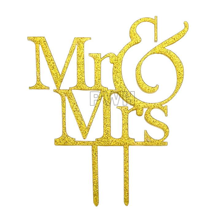 Premium Mr & Mrs Letter acrylic cake topper for wedding, engagement and anniversary cake decoration available at Party Wholesale Hub.