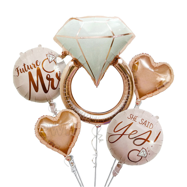 Premium Mcolour 5-in-1 Bachelorette Mylar Foil Balloon Bouquet Set for Bride-to-Be Party, Bridal Shower, Hen Night, Wedding Celebration and Wholesale Party Supplies
