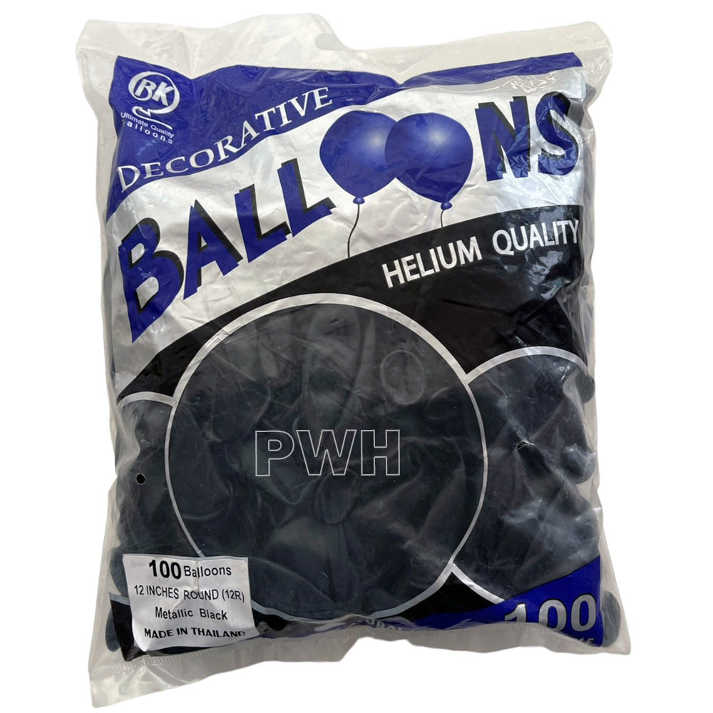 12" Metallic Latex Pearl Balloons [100 pcs pack] - Black