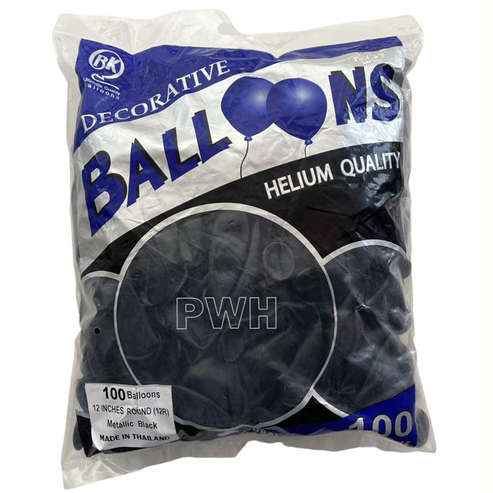 12" Metallic Latex Pearl Balloons [100 pcs pack] - Black