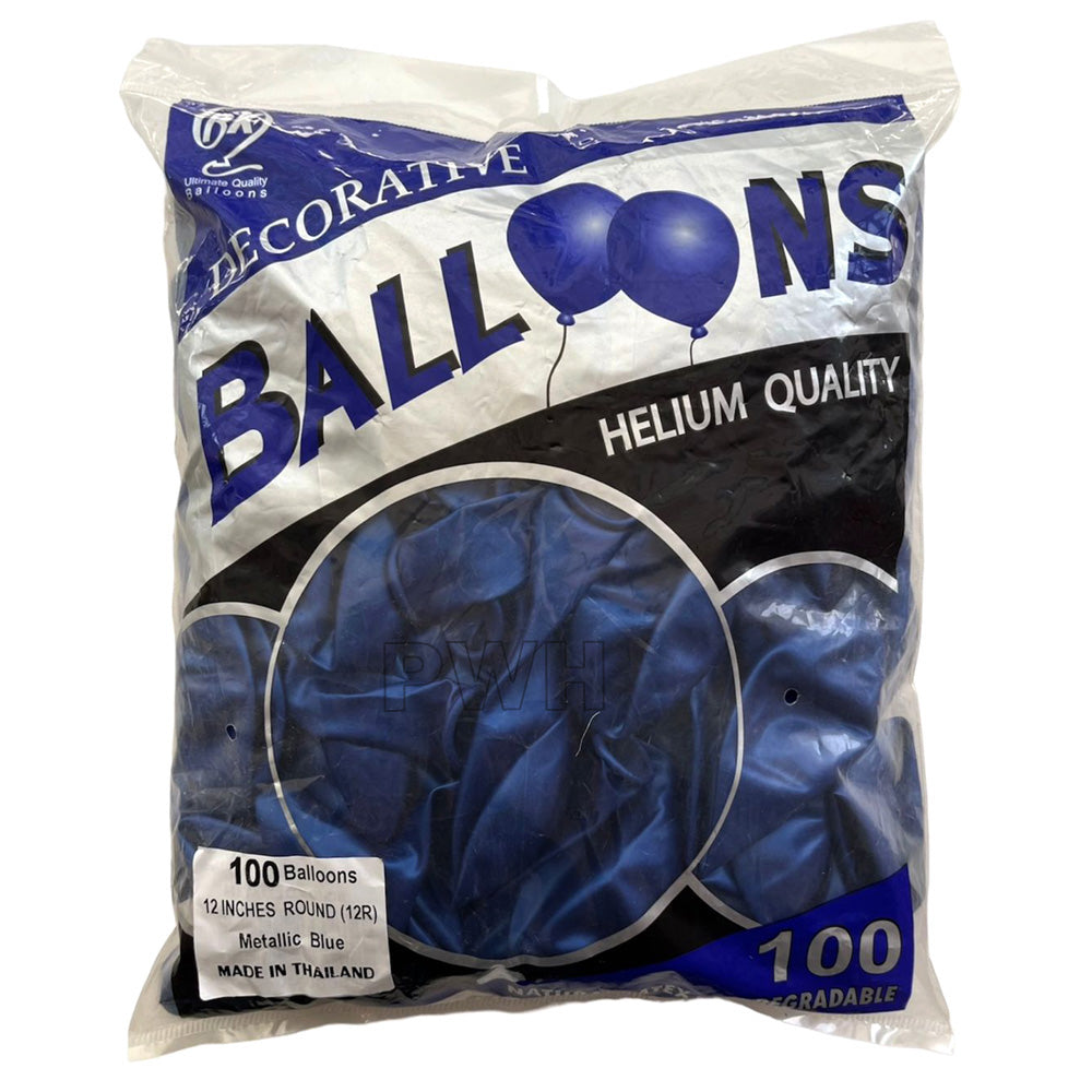 12" Metallic/ Crystal Latex Balloons [100 pcs pack] - Blue