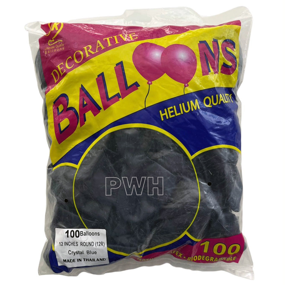 12" Metallic/ Crystal Latex Balloons [100 pcs pack] - Blue