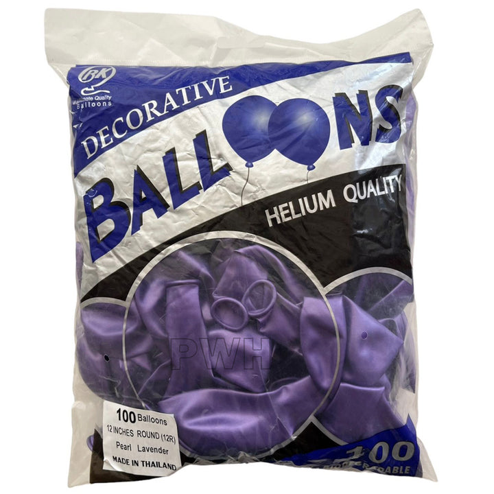 12" Metallic Pearl Latex Balloons [100 pcs pack] - Lavender