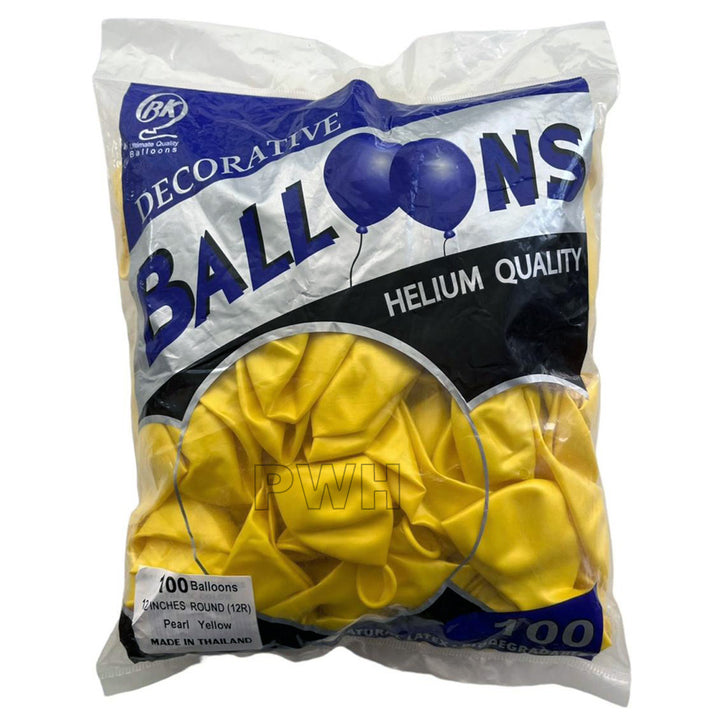 12" Metallic/ Pearl/ Crystal Latex Balloons [100 pcs pack] - Yellow