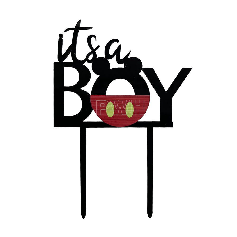 Mickey Mouse It's a Boy acrylic cake topper for baby shower, welcome baby boy and first birthday cake decoration, wholesale party supplies
