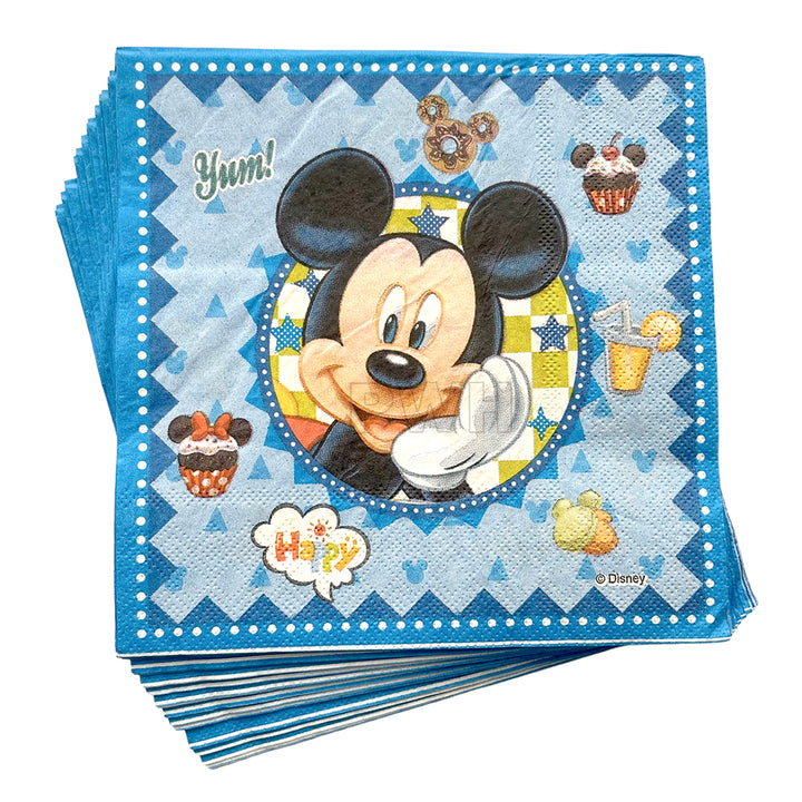 Mickey Mouse Theme Paper Napkins pack of 20 disposable eco-friendly tissue napkins for kids' birthday party table decoration and wholesale party supplies