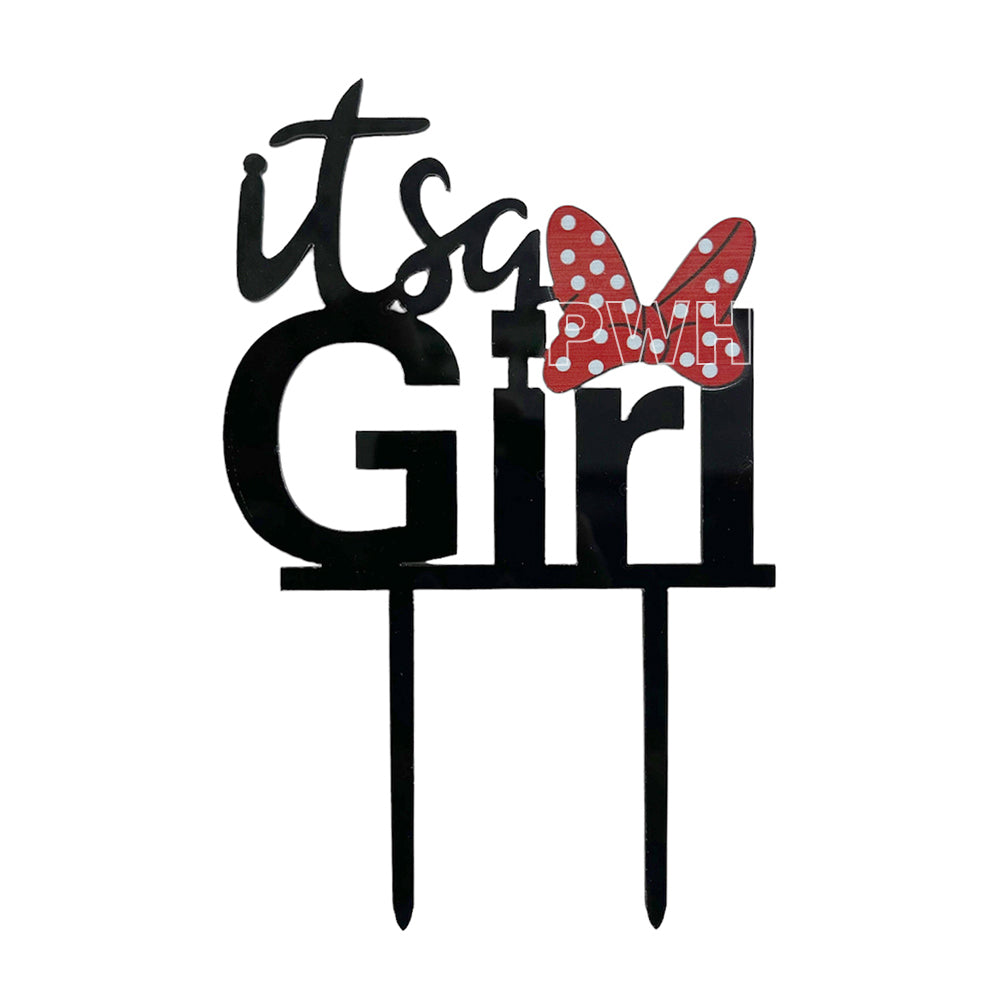 Minnie Mouse It's a Girl acrylic cake topper for baby shower, welcome baby girl and first birthday cake decoration, wholesale party supplies