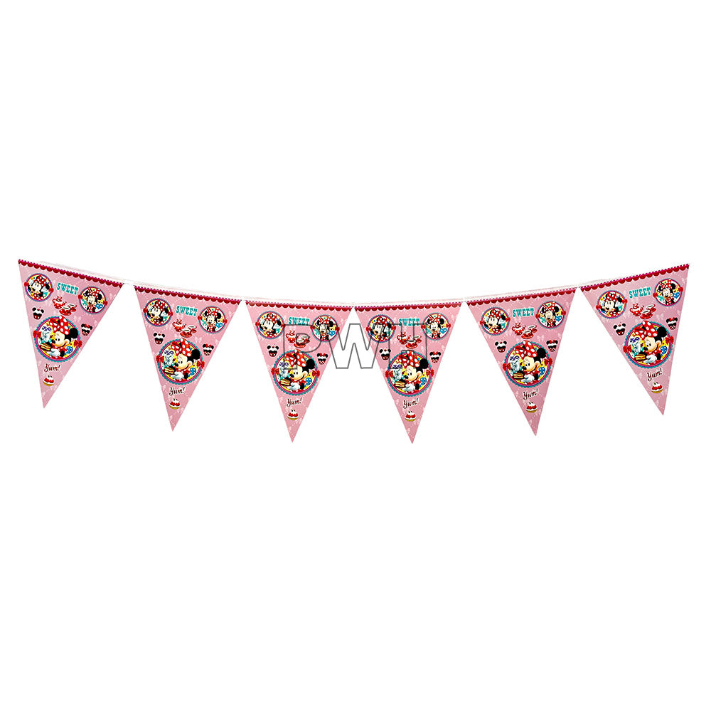 Minnie Mouse Theme Happy Birthday wall banner made from eco-friendly paper for kids' birthday party decoration and wholesale party supplies