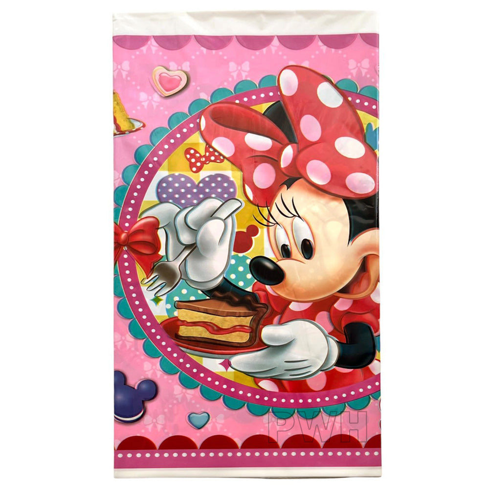 Minnie Mouse theme paper food plates for kids birthday parties, disposable printed party tableware available at wholesale prices.