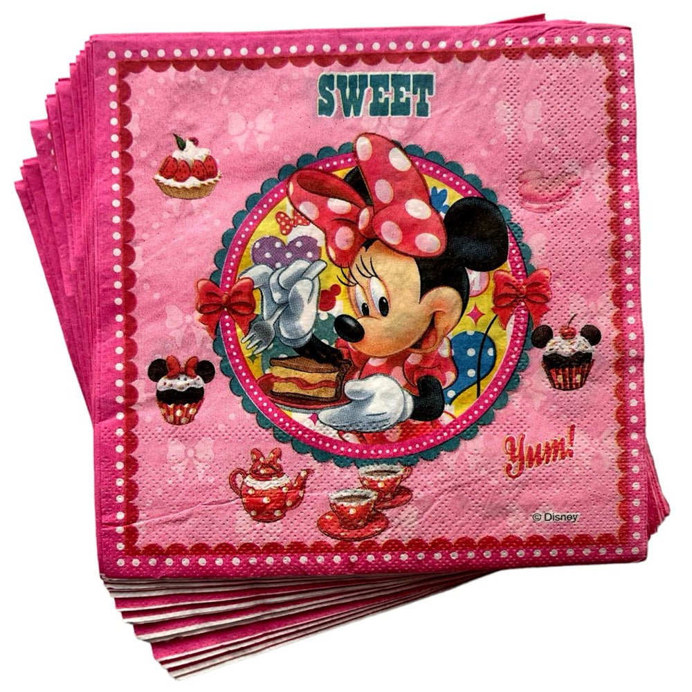 Minnie Mouse Theme Paper Napkins - Open - Party Wholesale Hub